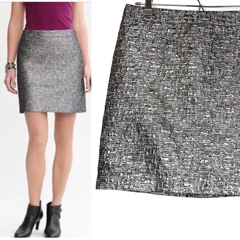 Banana Republic Silver Gray Textured Mini Skirt